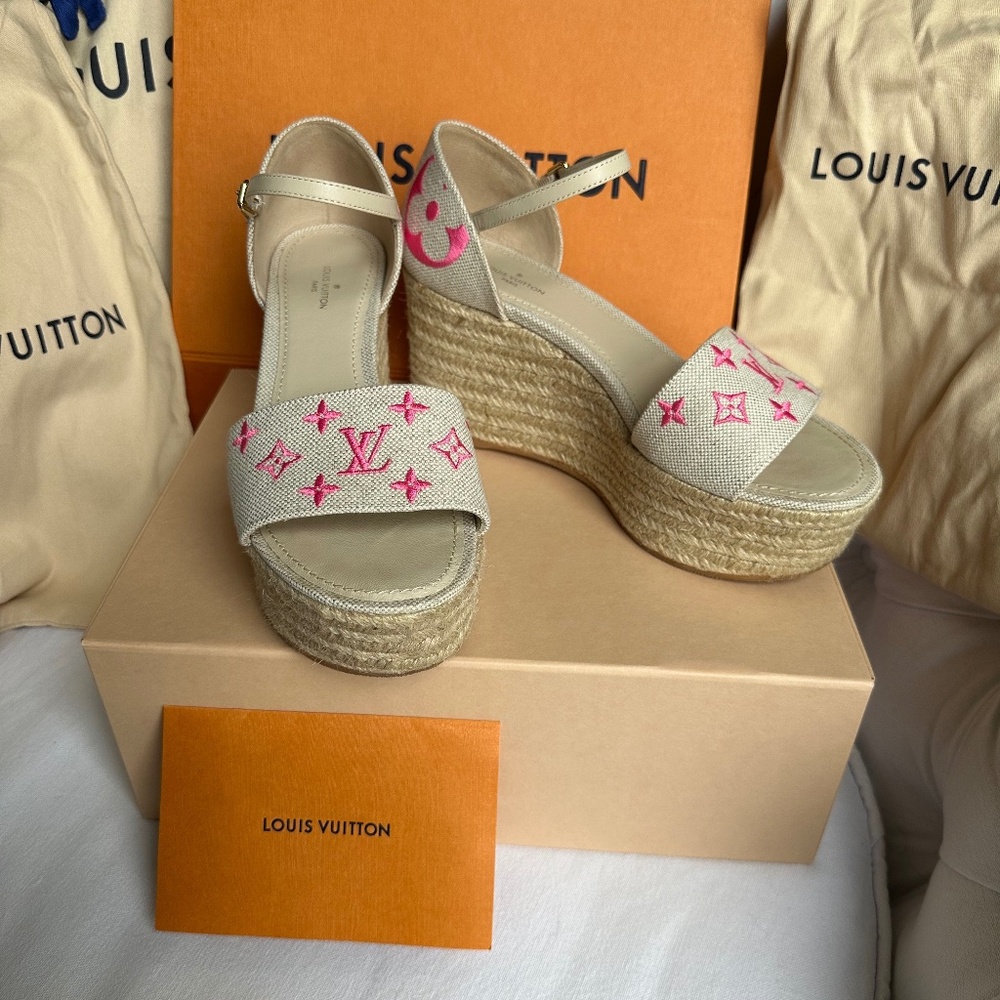 Louis Vuitton Starboard Wedge Sandal 4cm - SIZE 37.5 - w/ original bags and box